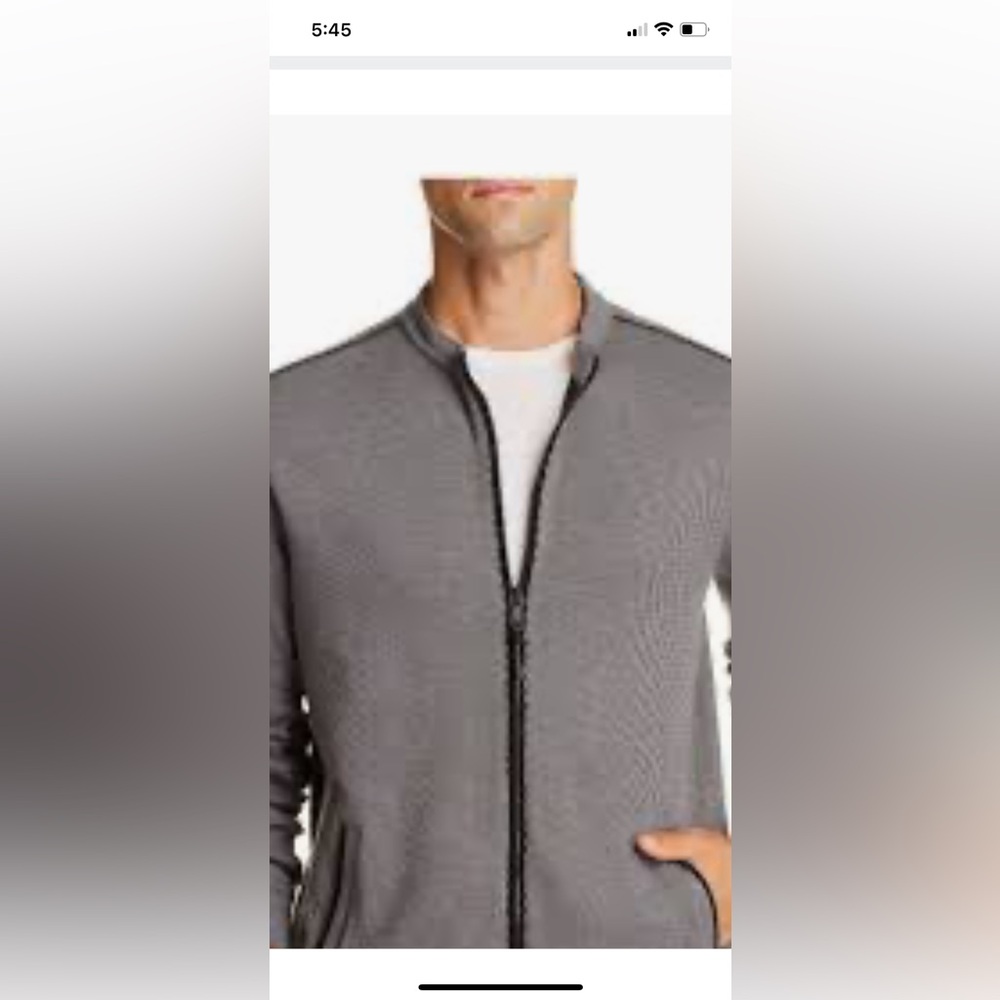 John‎ Varvatos USA Charcoal Double Knit Zip Front Sweater/Jacket Large